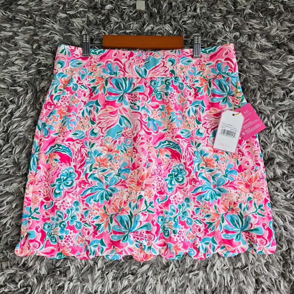 Stella Parker Sport Magical Floral Scalloped Golf Skort Pink Blue Medium